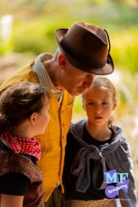 Hansel and Gretel and their father, a Magic Floor Academy performance